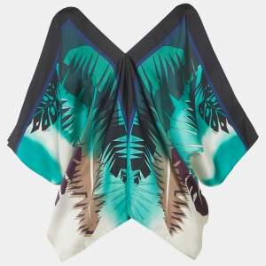 Pre Owned Gucci Blue Printed Silk Kaftan Top S