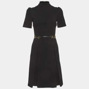 Pre Owned Gucci Black Stretch Jersey Mock Neck Mini Dress XS