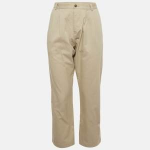 Pre Owned Gucci Beige Twill Pleated Pants L
