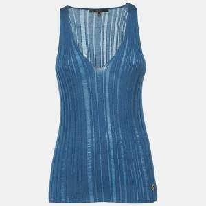 Pre Owned Gucci Blue Rib Knit Tank Top M