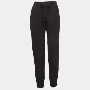 Pre Owned Gucci Black Twill Zip Detail Joggers S