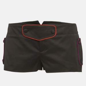 Pre Owned Gucci Black Twill Contrast Trim Micro Mini Shorts S