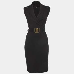 Pre Owned فستان غوتشي قصير محبوك مطاطي بحزام أسود مقاس صغير جدًا (إكسترا سمول)