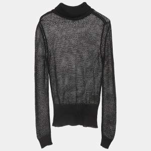 Pre Owned سويتر غوتشي موهير أسود شفافة ياقة مرتفعة مقاس صغير (سمول)