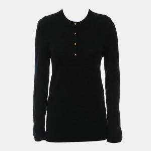 Pre Owned Gucci Half Button Cashmere Top