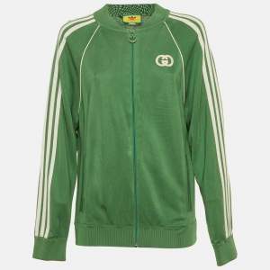 Pre Owned Gucci x Adidas Green Jersey Bomber Jacket L