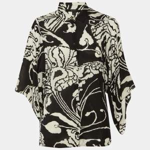 Pre Owned Gucci Monochrome Printed Silk Shirt M