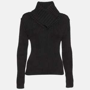 Pre Owned Gucci Black Rib Knit Turtle Neck Sweater M