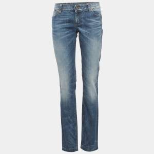 Pre Owned بنطلون غوتشي دنيم أزرق مستقيماً مقياس متوسط خصر 30 بوصة