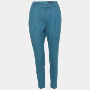 Pre Owned Gucci Blue Gabardine Slim Fit Trousers S