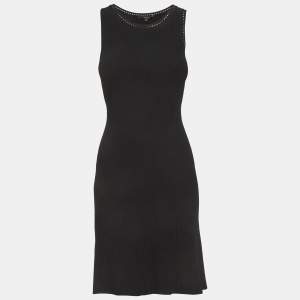 مملوكة مسبقًا فستان غوتشي أسود محبوك بلا أكمام قصير مقاس صغير - إكس صغير