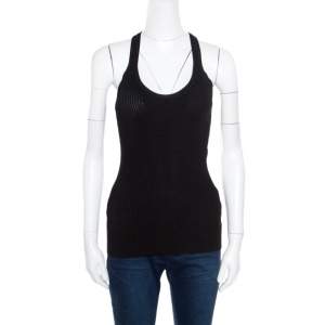 Gucci Black Lurex Ribbed Knit Tank Top XS