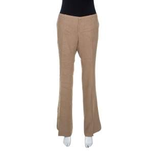 Pre Owned Gucci Beige Linen Flared Trousers M 
