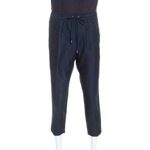 Gucci Navy Blue Wool Blend Contrast Stripe Track Pants XXL