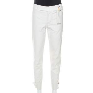 Gucci Cream Cotton Bamboo Buckle Detail Tapered Trousers S
