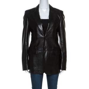 Gucci Black Leather Blazer M
