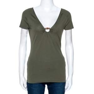 Gucci Olive Green Wool Knit Bamboo Horsebit Detail Top M