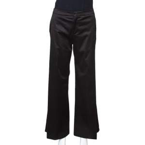 Gucci Black Cotton High Waisted Pleated Front Trousers S