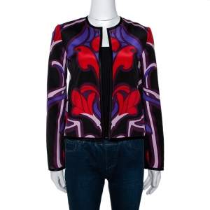 Gucci Multicolor Art Nouveau Floral Print Silk Jacket S 