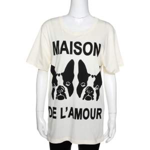 Pre Owned Gucci Buttercream Cotton Maison De L'amour Sequined T-Shirt XS