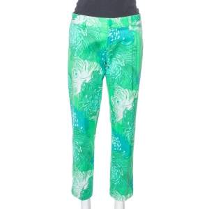 Pre Owned Gucci Green Floral Print Cotton Holiday Jeans M
