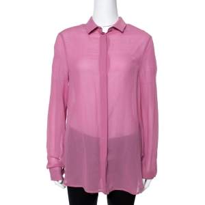 Gucci Pink Cotton & Silk Crepe Button Front Shirt M