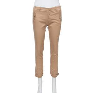 Pre Owned Gucci Tan Brown Stretch Cotton Cropped Trousers S