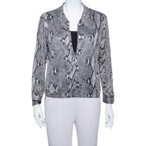 Gucci Grey Snakeskin Printed Jersey Long Sleeve Top M
