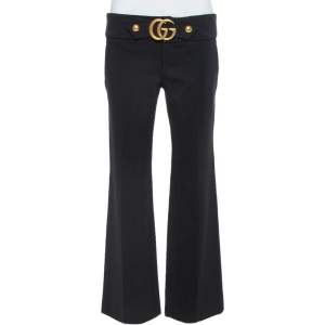 Pre Owned Gucci Black Knit GG Hardware Detail Stretch Mid-Rise Pants M