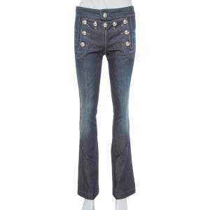 Pre Owned Gucci Indigo Denim Medium Wash Sailor Flare Jeans XS