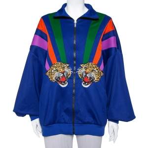 Gucci Multicolor Jersey Tiger Applique Detail Drop Shoulder Track Jacket L