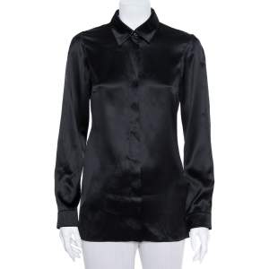 Pre Owned Gucci Black Silk Button Front Shirt S
