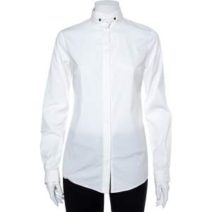 Pre Owned Gucci Equestrian White Cotton Button Front Shirt S