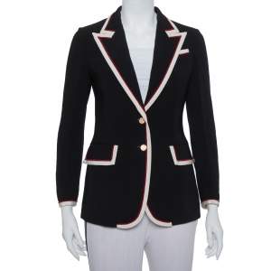 Pre Owned Gucci Black Crepe Trim Detail Blazer S