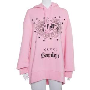 Pre Owned Gucci Garden Pink Eye Print Detail Oversized Hooded Sweatshirt XL