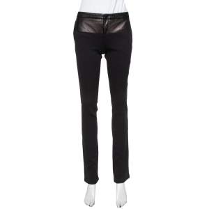 Gucci Black Leather & Synthetic Straight Pants S
