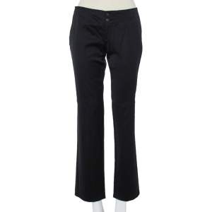 Pre Owned Gucci Navy Blue Wool Straight Leg Trousers M