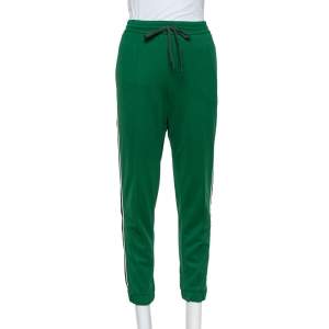 Pre Owned Gucci Green Knit Side Stripe Detail Technical Track Pants L