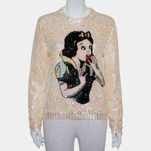 Gucci Cream Wool Snow White Sequin Embellished Crewneck Sweater S