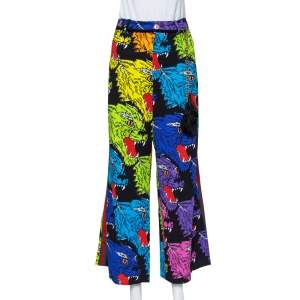 Gucci Multicolor Panther Face Printed Knit Palazzo Pants M