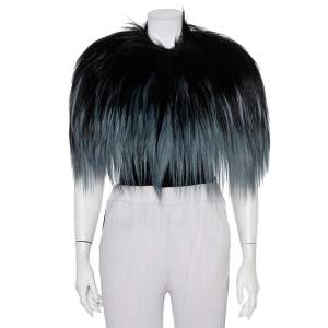 Pre Owned Gucci Black & Blue Fur Bolero (One Size)