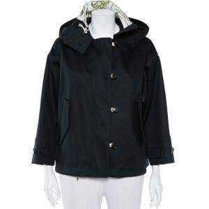 Pre Owned Gucci Black Cotton Canvas Zip Front Hooded Jacket S