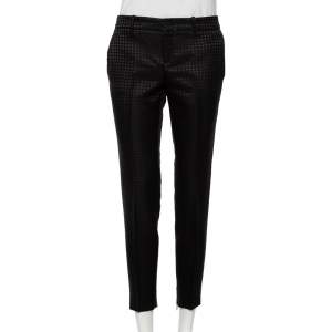 Gucci Black Houndstooth patterned Wool Jacquard Tapered Trousers S