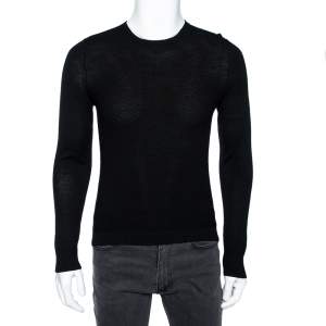 Gucci Black Wool Shoulder Stripe Detail Diamond Knitted Sweater XS