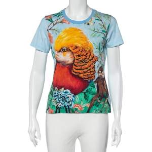 Gucci Unskilled Worker Blue Printed Cotton Short Sleeve T-Shirt S
