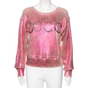 Pre Owned Gucci Cream Crackled Print Cotton Blind for Love Sweatshirt S