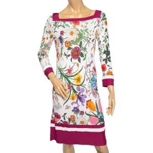 فستان غوتشي جيرسيه بنقشة زهور متعدد الألوان مقاس متوسط - ميديوم