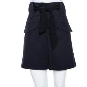 Pre Owned Gucci Black Cotton Belted Mini Skirt M