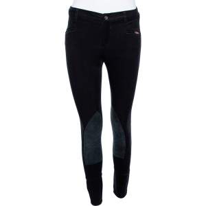 Pre Owned Gucci Black Corduroy & Suede Trim Tapered Leg Pants S