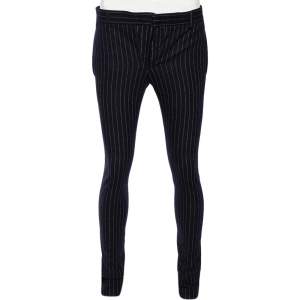 Pre Owned Gucci Navy Blue Striped Flannel Jersey Formal Pants L